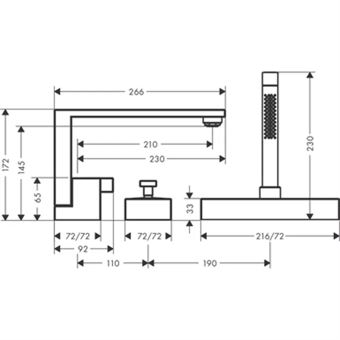 AXOR Edge 3-h.bath mixer diamond cut chr.