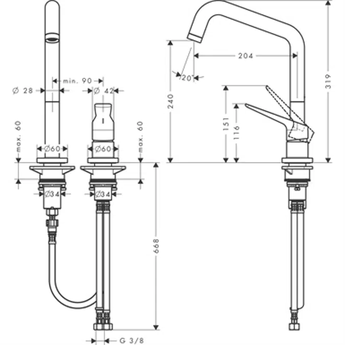 AXOR Citterio M 2-h.kitchen mix.swivel sp.