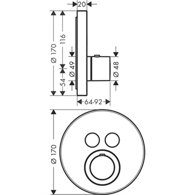 AXOR ShowerSelect therm.conc.2 outl.round
