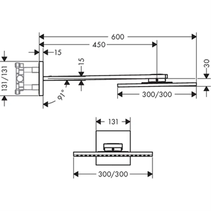 AXOR ShowerSolutions Kopfbrause 300/300 2jet mit Brausearm 35318000