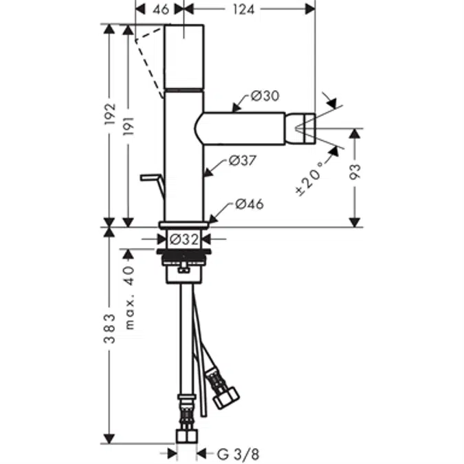 AXOR Uno bidet mixer zero chrome