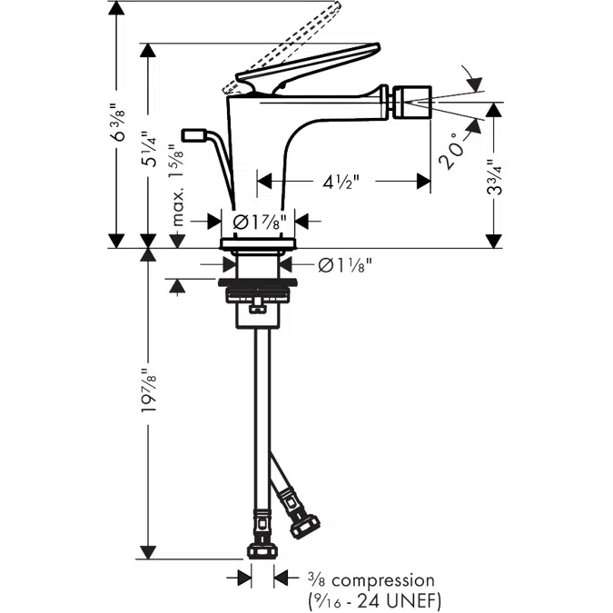 49211USA AXOR Citterio C Single lever bidet mixer with pop-up waste set - cubic cut