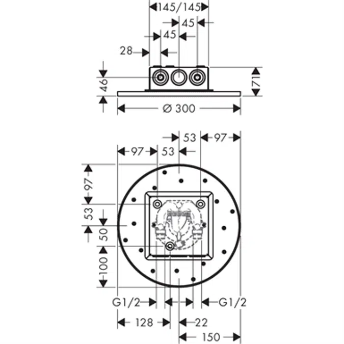 AXOR ShowerSolution 300 2jet ceiling concealed chrome