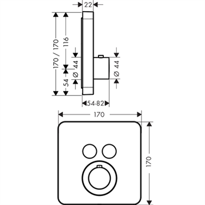 AXOR ShowerSelect Thermostat Unterputz softcube für 2 Verbraucher 36707000