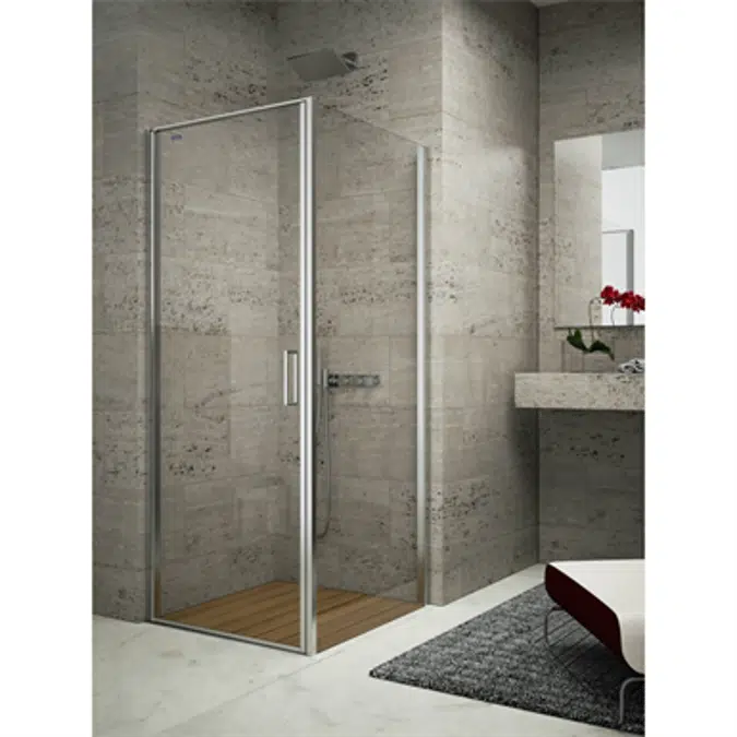 D2 Egipthia  - Combinated Angle Configuration - Pivot door at 180º + side panel (90º) for shower