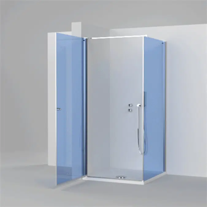 D2 Egipthia  - Combinated Angle Configuration - Pivot door at 180º + side panel (90º) for shower