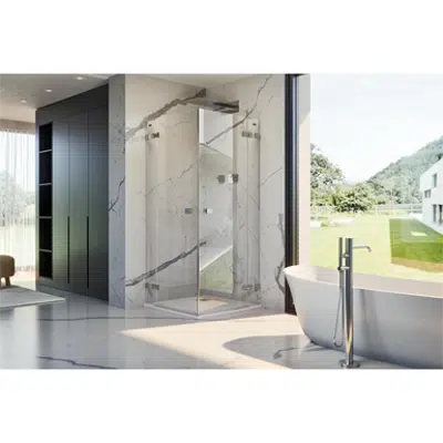 Image for D4 Pure20 - 2 Fixed + Pivot twin doors with angle access for shower