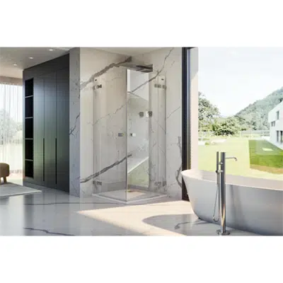 D4 Pure20 - 2 Fixed + Pivot twin doors with angle access for shower için görüntü