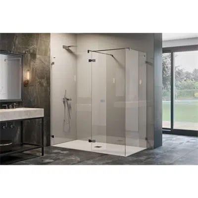 Image pour D4 Pure20 - 1 Fixed + Pivot door + side panel 90° for shower