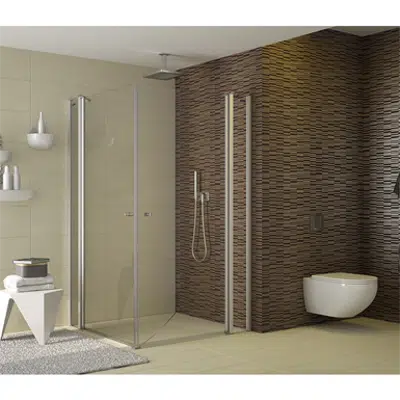 D1 Plus Giro - 2 fixed segments + pivot twin doors at 180º with angle access for shower图像