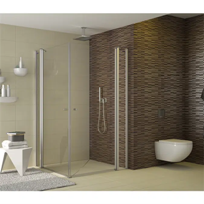 D1 Plus Giro - 2 fixed segments + pivot twin doors at 180º with angle access for shower