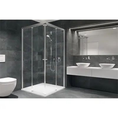 D1 Plus Evolution - 2 Fixed + Slider twin doors for shower in a corner图像