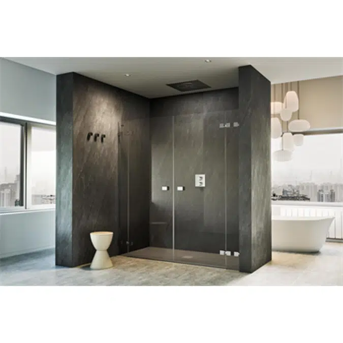 D4 Pure20 - 2 Fixed + Pivot twin doors for shower