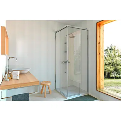 Image for D1 GravityONE - 2 Fixed + Slider twin doors for shower in a corner