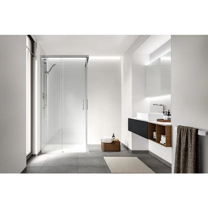 D1 GravityONE - 2 Fixed + Slider twin doors for shower in a corner