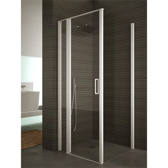D2 Egipthia  - Combinated Angle Configuration - 1 fixed segment + 1 pivot door at 180º + side panel (90º) for shower
