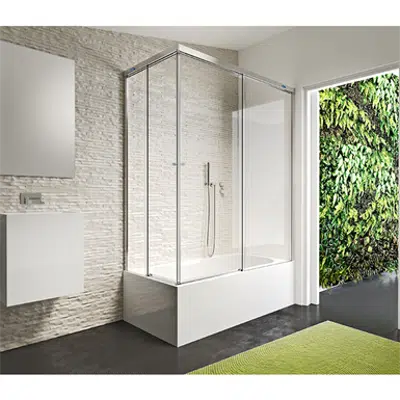Image for D2 Gravity - 2 Fixed + Slider twin doors for bath in a corner
