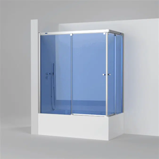 D2 Gravity - 2 Fixed + Slider twin doors for bath in a corner