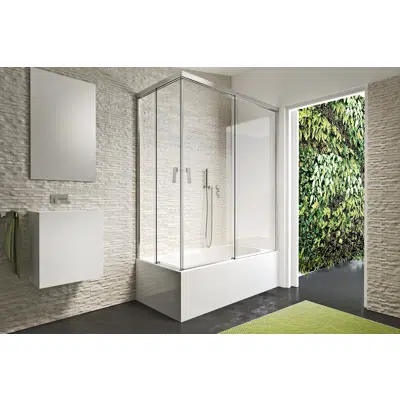 imagem para D2 Gravity - 2 Fixed + Slider twin doors for bath in a corner