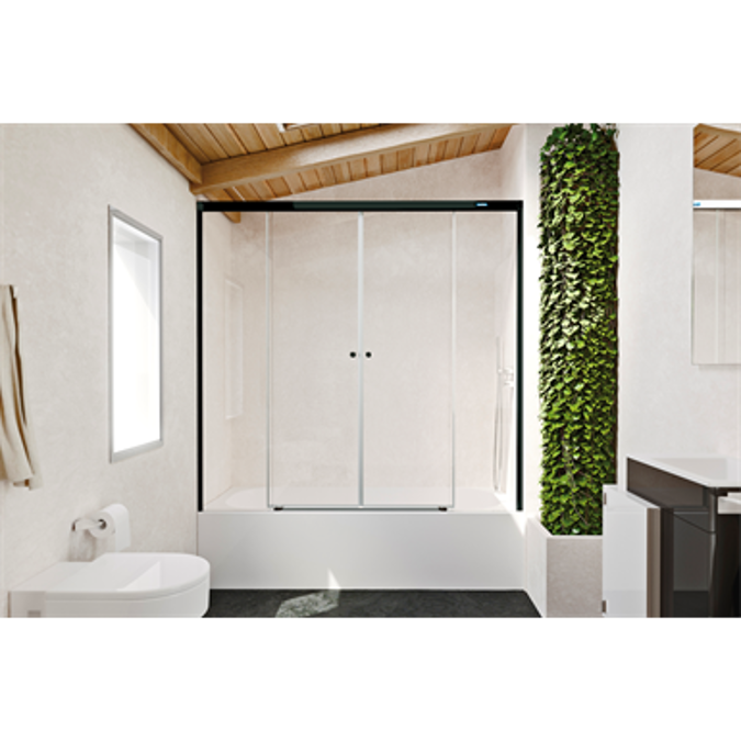 Duscho GravityONE - 2 Fixed + Slider twin doors for bath