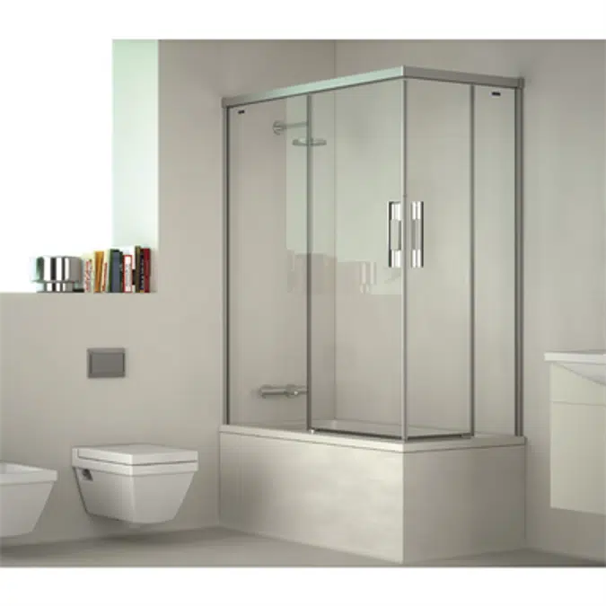 D2 Gredel  - 2 Fixed + Slider twin doors for bath in a corner