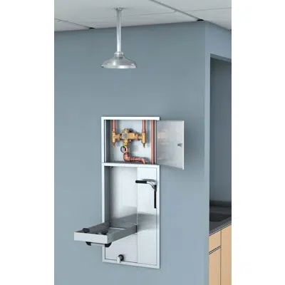 Image for GBF2252, Barrier-Free Recessed Safety Station with Drain Pan, Exposed Shower Head and Thermostatic Mixing Valve