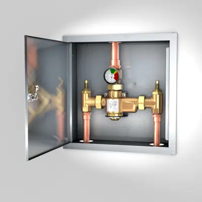 Imagem para G6044, Thermostatic Mixing Valve with Recess Mounted Stainless Steel Cabinet}