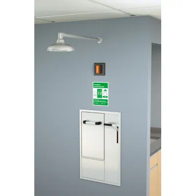 Obrázek pro GBF2170, Recessed Safety Station with Drain Pan, Wall Mounted Exposed Shower Head