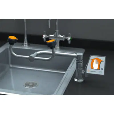 Image for G1893, Eyewash, Deck Mounted, 90º Swivel, All-Stainless Steel, Right Hand Mounting