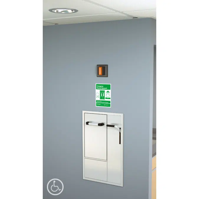 GBF2460, Recessed Safety Station with Drain Pan and Recess Mounted Shower Head, Cleanroom Construction, Type 304 Stainless Steel