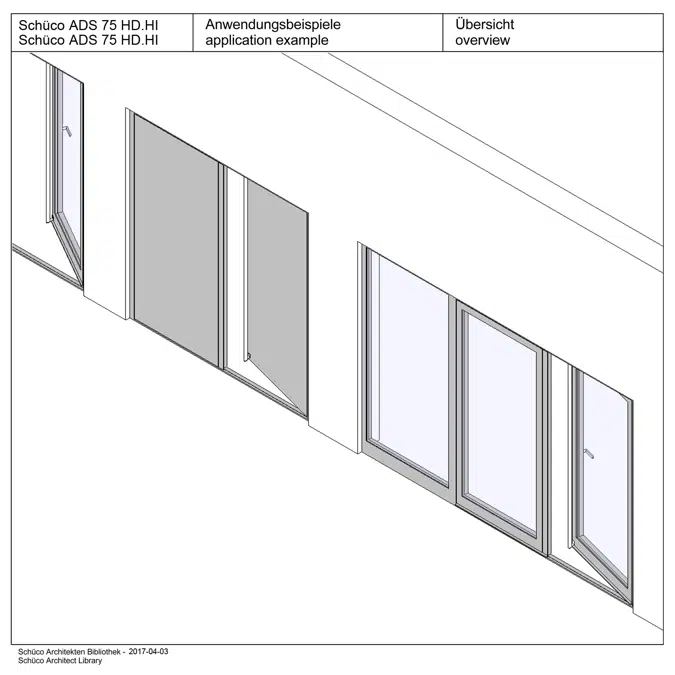 BIM objects - Free download! Door ADS 75 HD.HI, Inward