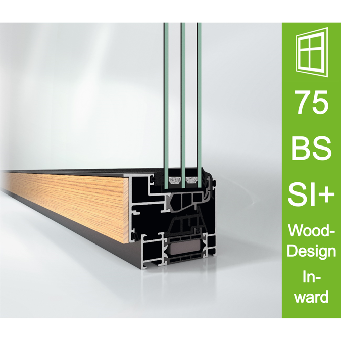 Window AWS 75 BS.SI+WoodDesign, Inward opening