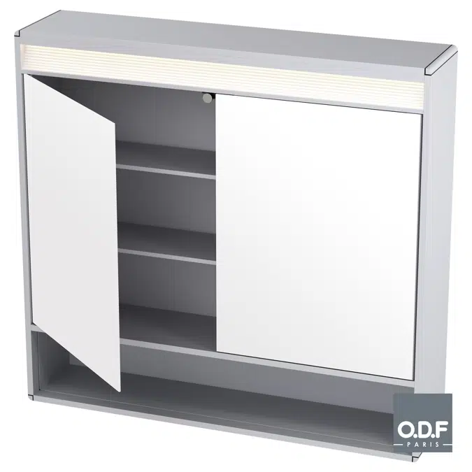 Cabinet with 2 doors and LED light + shelf 80 x 75cm