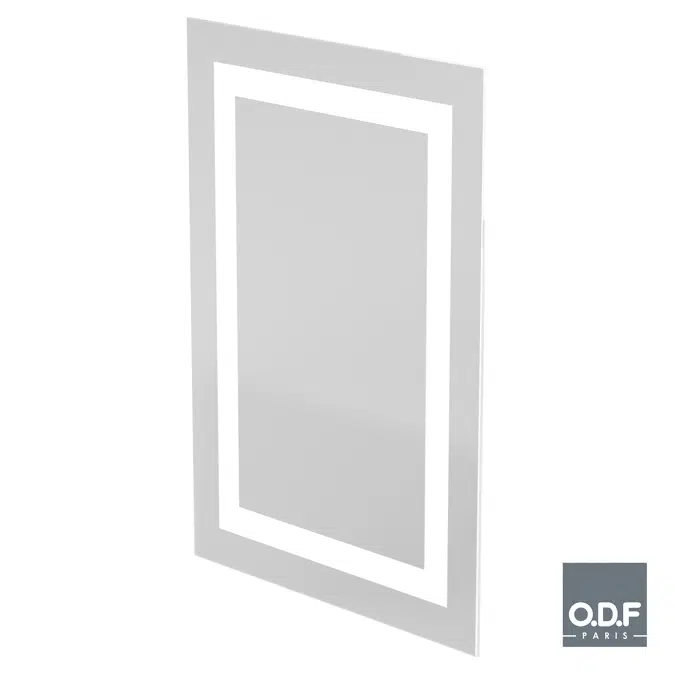 Mirror with integrated rectangular LED light band and defogger 60 x 85cm