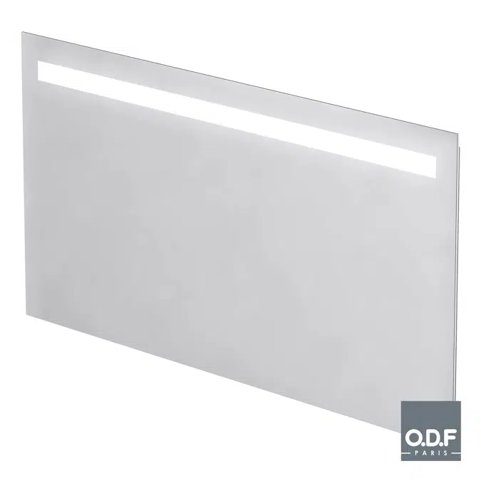 Espejo LED retroiluminado con 1 raya esmerilada horizontale y sistema anti niebla 140 x 70cm