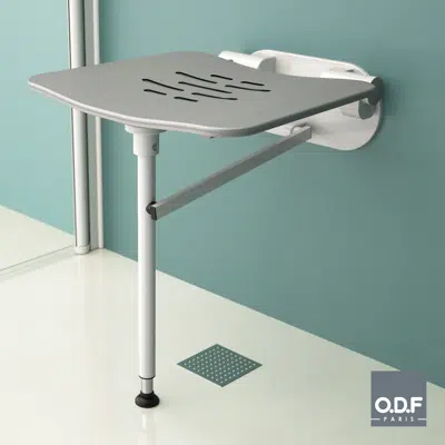 afbeelding voor Wall mounted folding shower seat with support