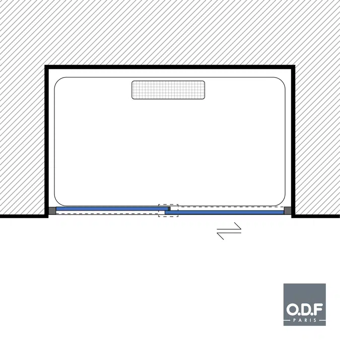 Façade 1 porte coulissante + 1 panneau fixe + traverse Azur