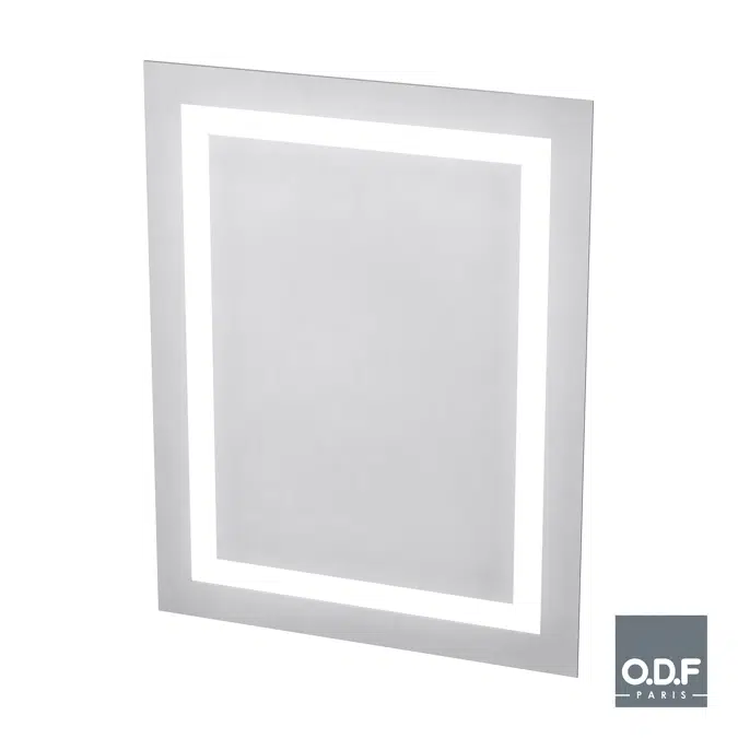 Mirror with integrated rectangular LED light band and defogger 70 x 90cm