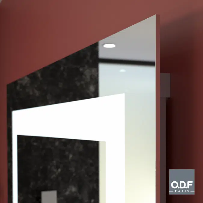 Mirror with integrated rectangular LED light band and defogger 70 x 90cm