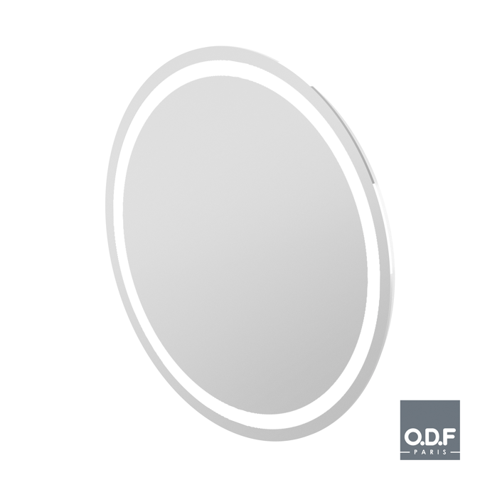 Round mirror with integrated LED light band and defogger Ø80cm
