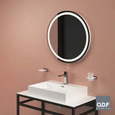 Image pour Miroir rond LED rétro éclairé bande dépolie et antibuée Ø80cm