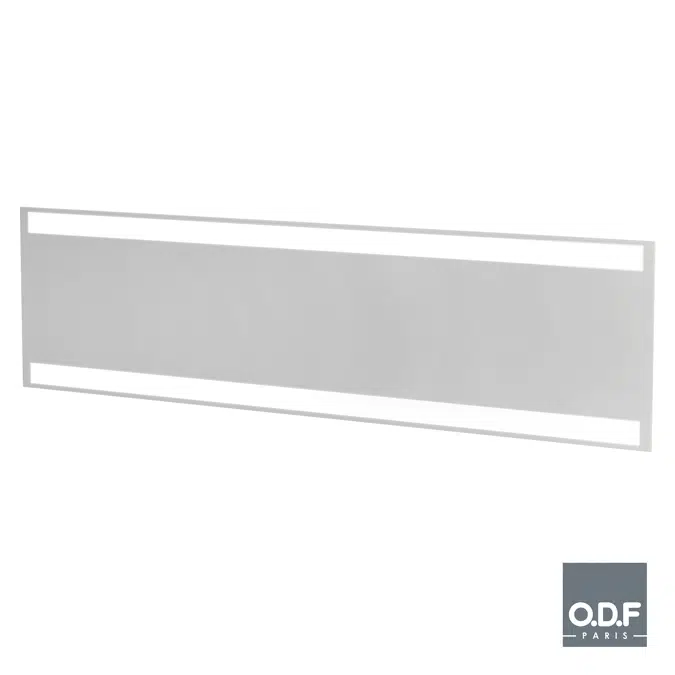 Mirror with 2 integrated horizontal LED light bands and defogger 198 x 65cm