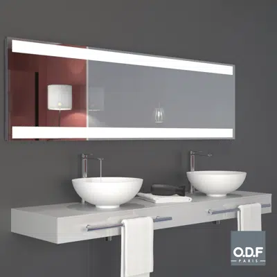 รูปภาพสำหรับ Mirror with 2 integrated horizontal LED light bands and defogger 198 x 65cm