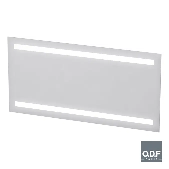 mirror with 2 integrated horizontal led light bands and defogger 140 x 70cm