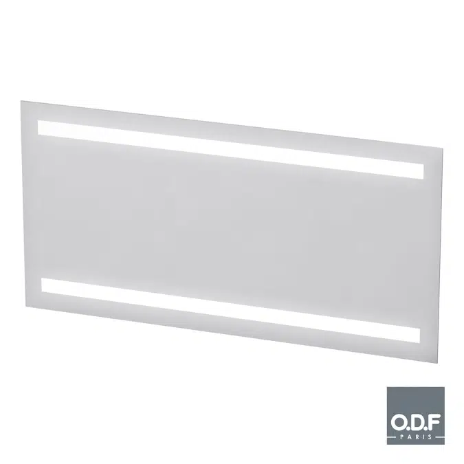 Mirror with 2 integrated horizontal LED light bands and defogger 140 x 70cm