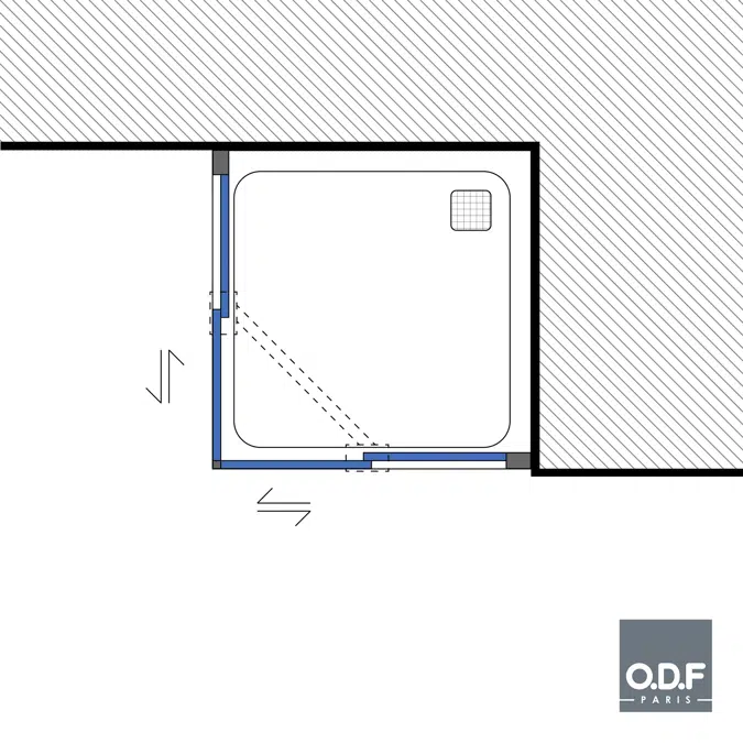 Shower corner cabin 2 fixed + 2 sliding panels Azur