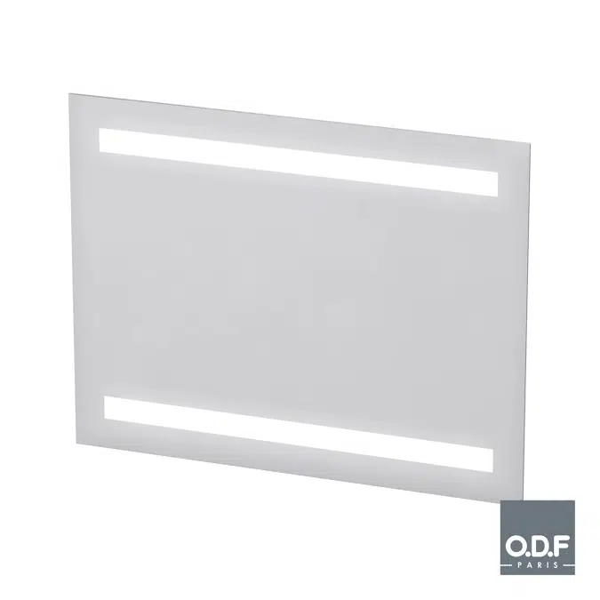 Mirror with 2 integrated horizontal LED light bands and defogger 90 x 70cm