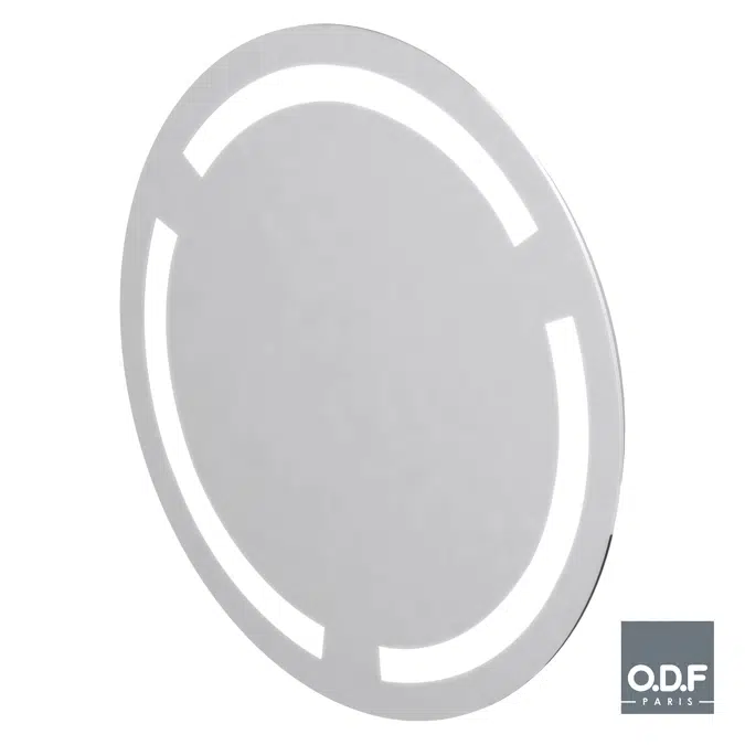 Miroir rond LED rétro éclairé 3 bandes dépolies et antibuée Ø90cm