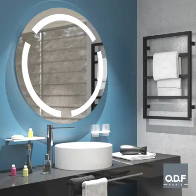 Round mirror with 3 integrated LED light bands and defogger Ø90cm 이미지