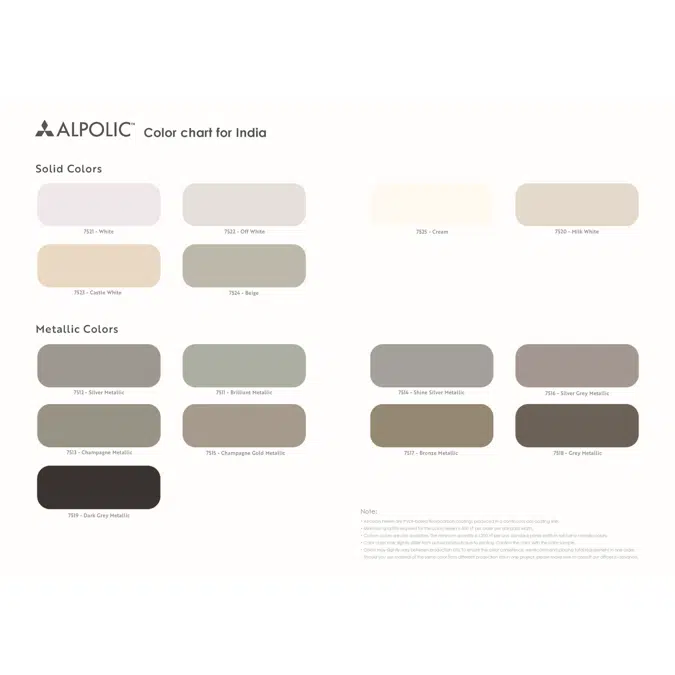 ALPOLIC™ Color Chart  for India